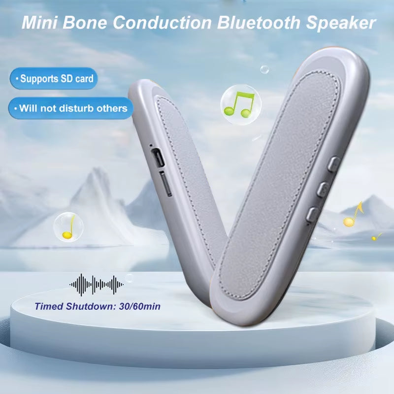 Mini Bone Conduction Bluetooth Speaker Sleep Aid Wireless Sound Bar under Pillow Stereo TF Card MP3 Music Player Timed Shutdown
