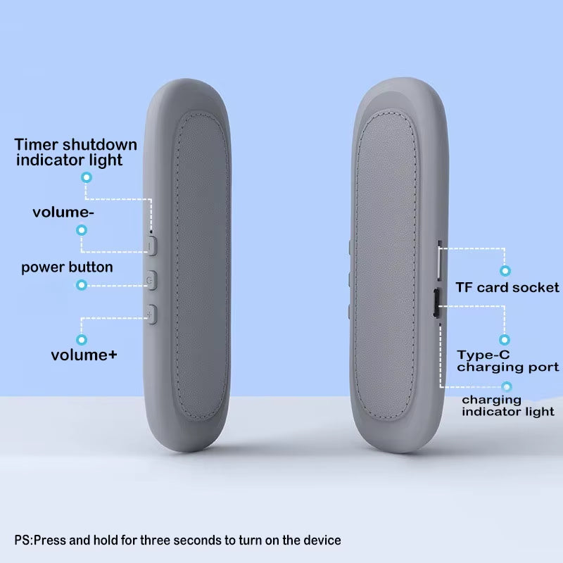 Mini Bone Conduction Bluetooth Speaker Sleep Aid Wireless Sound Bar under Pillow Stereo TF Card MP3 Music Player Timed Shutdown