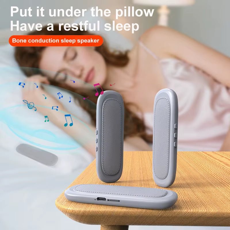Mini Bone Conduction Bluetooth Speaker Sleep Aid Wireless Sound Bar under Pillow Stereo TF Card MP3 Music Player Timed Shutdown