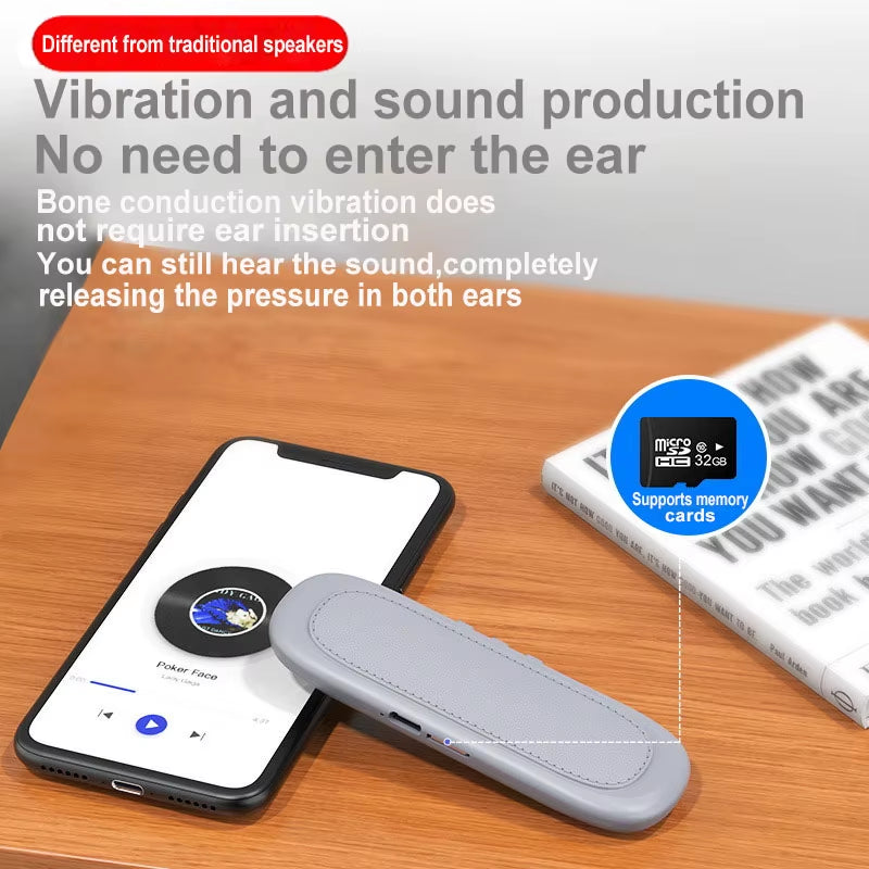 Mini Bone Conduction Bluetooth Speaker Sleep Aid Wireless Sound Bar under Pillow Stereo TF Card MP3 Music Player Timed Shutdown